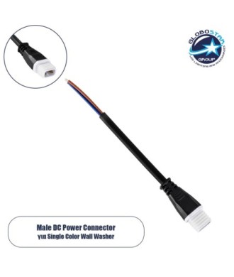 GLOBOSTAR® WWCONNECTOR 90703 2 Pin Σύνδεσμος Τροφοδοσίας για Wall Washers & Προβολείς με Είσοδο 2 x 0.5mm2 & Έξοδο 1 x Αρσενικό Βύσμα Αδιάβροχο IP65 - Μαύρο - Μ11 x Π2 x Υ1.2cm